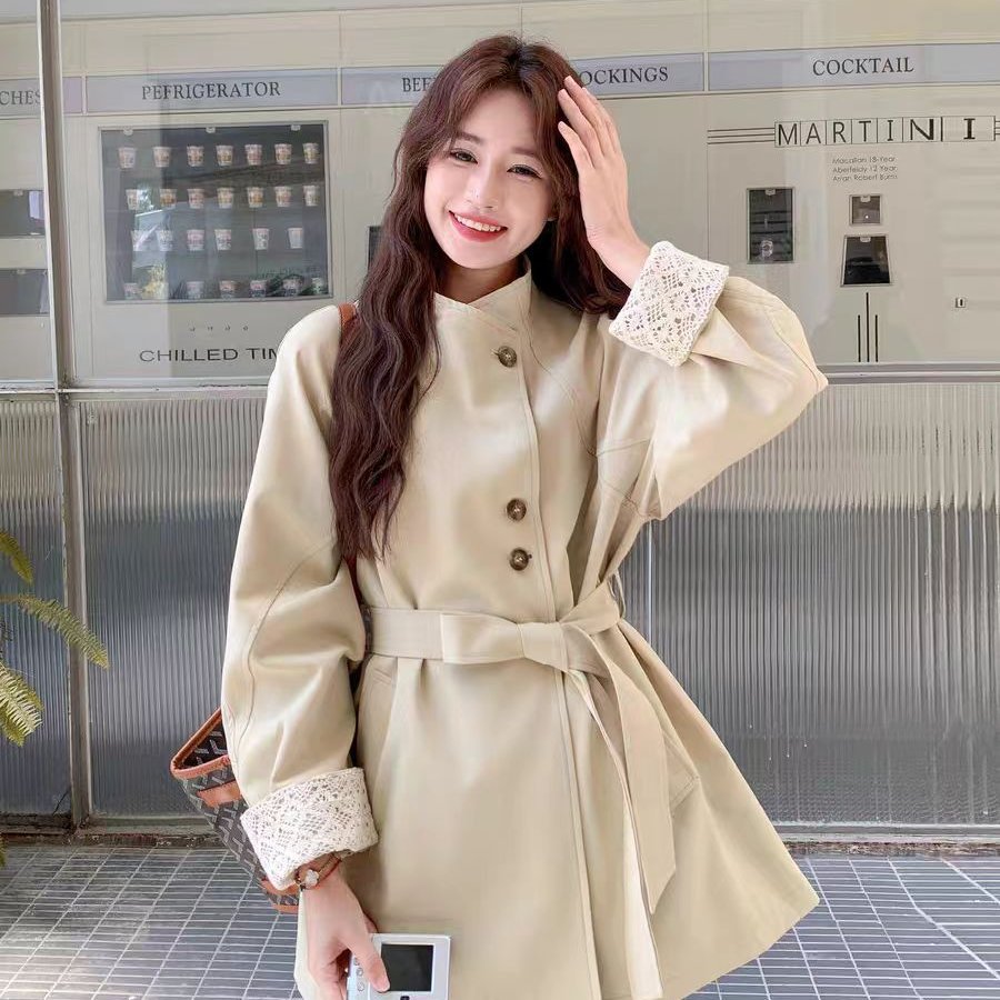 卡其色短款立领风衣女秋2025新款小个子巨好看的高级感英伦短外套