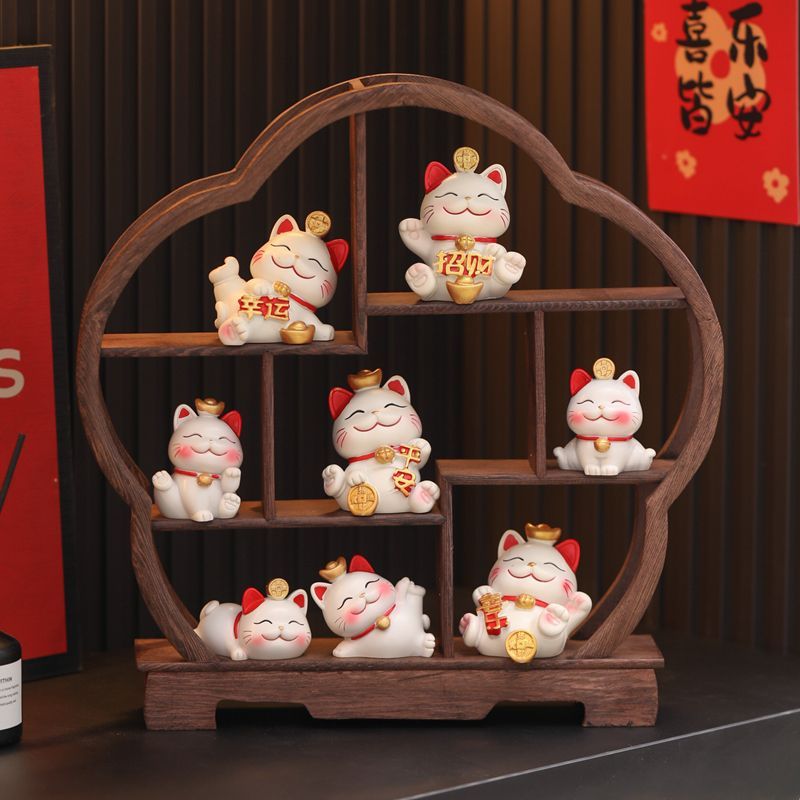 乔迁赠礼电视柜桌面萌趣招财猫摆件居家办公室客厅工艺饰品