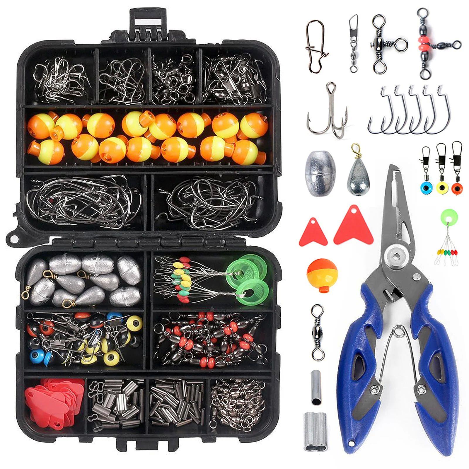 263pcs/Set Fishing Accessories Set with Tackle Box Including 户外/登山/野营/旅行用品 其他垂钓用品 原图主图