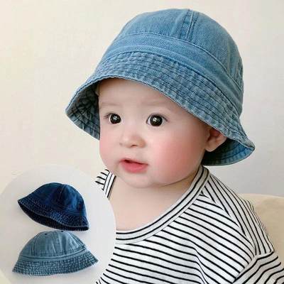 Foldable Baby Denim Bucket Hat Vintage Kids Sun Protection S