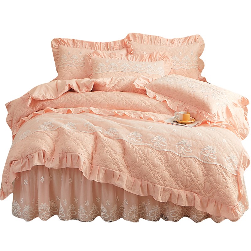 全棉夹棉c被套单件100纯棉公主风双人加厚1.8床四季通用花边款被