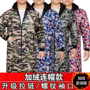 加绒加厚罩衣拉链款耐脏防油男女款加绒工作服仓库冬季大褂中长款
