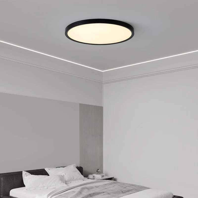 现代简约卧室吸顶灯意式极简超薄贴顶圆形全光谱护眼书房阳台灯具