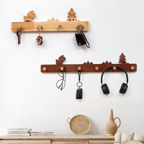 创意实木入户门挂衣钩进门玄关挂衣架墙上壁挂衣服衣帽挂钩免打孔