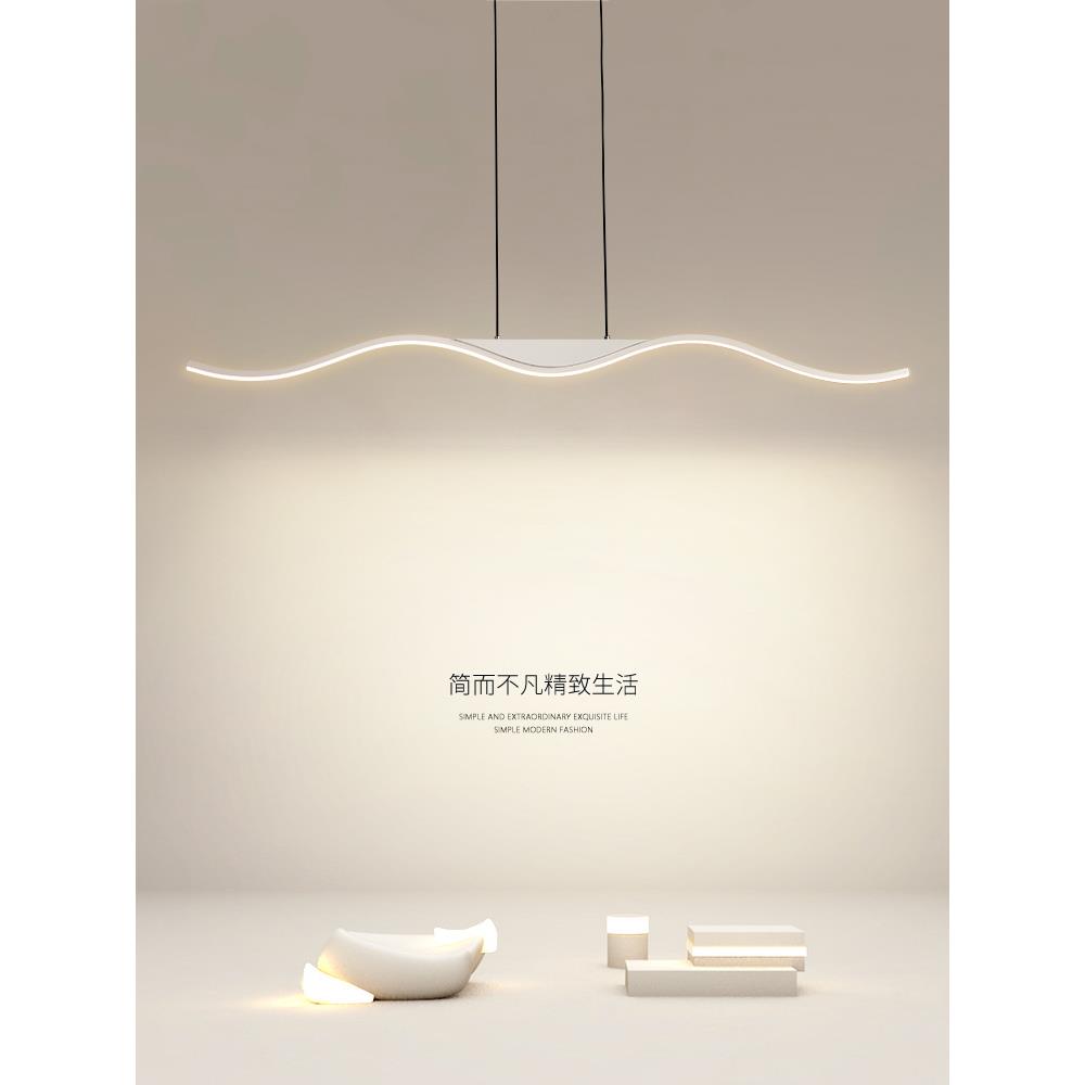 极简一字餐厅吊灯设计师2024年新款广东中山长条餐桌饭厅吧台灯具