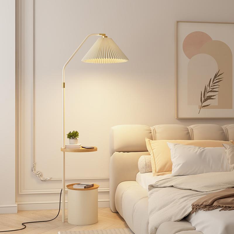 落地灯客厅奶油风沙发旁高级感卧室床头柜一体装饰氛围感边几台灯