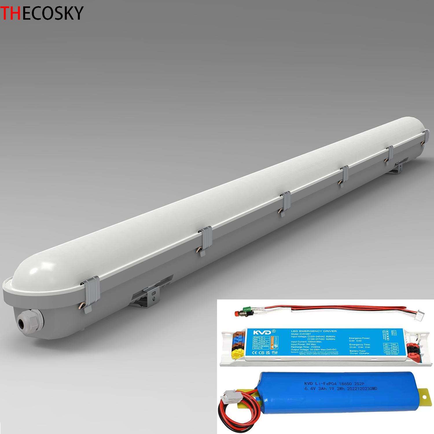 LED应急灯20W LED三防灯40W一体化三防支架60W LED防水防潮三防灯