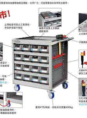 TANKO天钢作业车EKB-308M 三层置物板工具车
