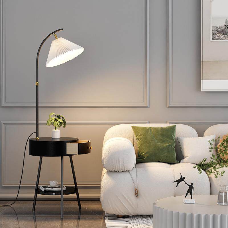 多功能卧室床头柜台灯一体带抽屉置物架客厅沙发转角装饰落地灯