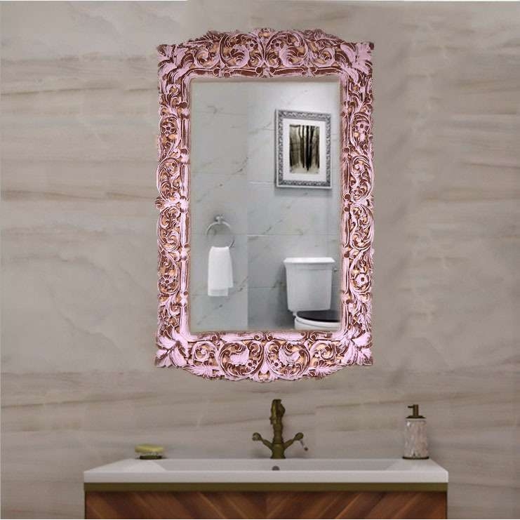泰国柚木雕花镜框门厅卧室洗手间卫生间化妆镜房间试衣镜墙上壁饰