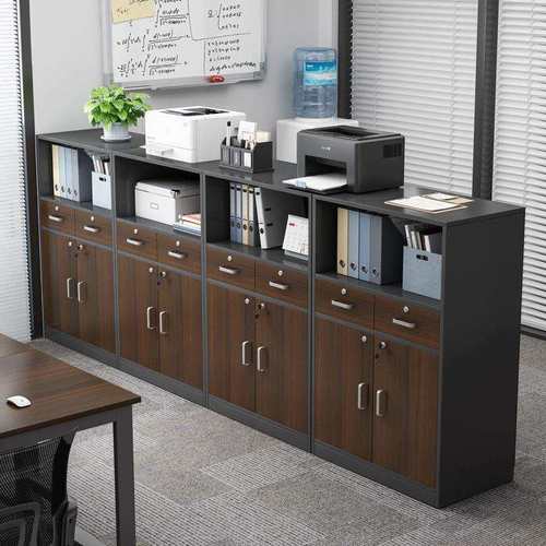 办公室文件柜木质收纳柜带锁隔断柜书柜矮柜办公桌侧柜储物柜边柜