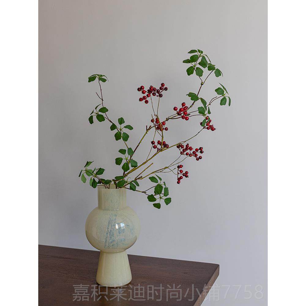 高档高端冬青红发客财果真花摆件中式厅仿假花家居摆设装饰花花果