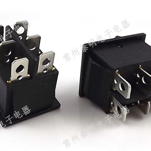 KCD4小型按键船型开关2路6脚3档三电源翘板自锁船形黑船式六按钮