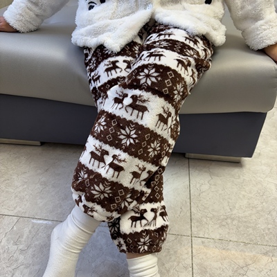 法兰绒睡裤女士秋冬加厚休闲大码家居长裤珊瑚绒束脚暖暖裤可外穿