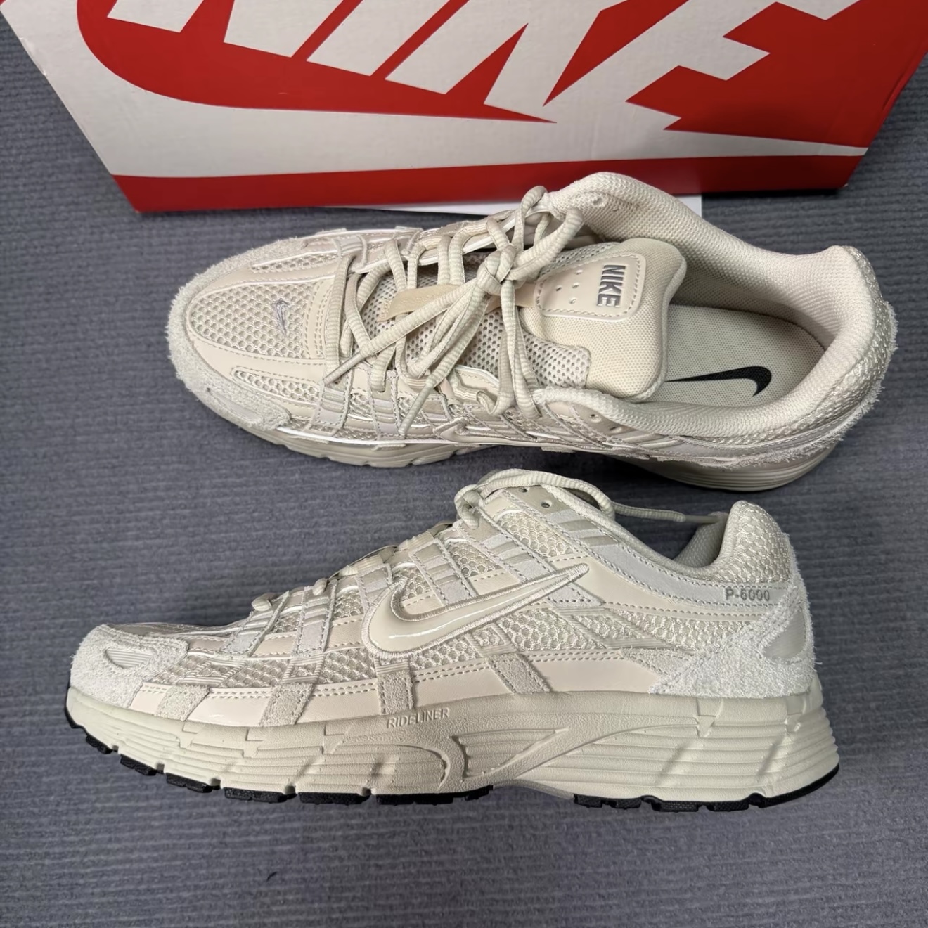 Nike P-6000 SE 舒适 皮革透气 低帮 休闲通勤跑步鞋 男款 米色