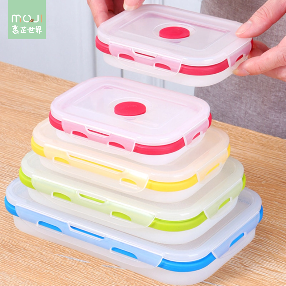 折叠高透饭盒硅胶方形德国标准