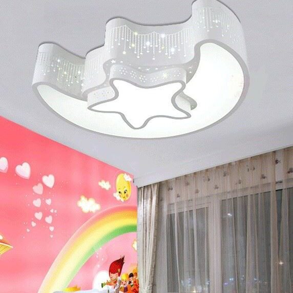 现代简约星星月亮LED客厅吸顶灯卧室灯书房灯具儿童房灯三色调光