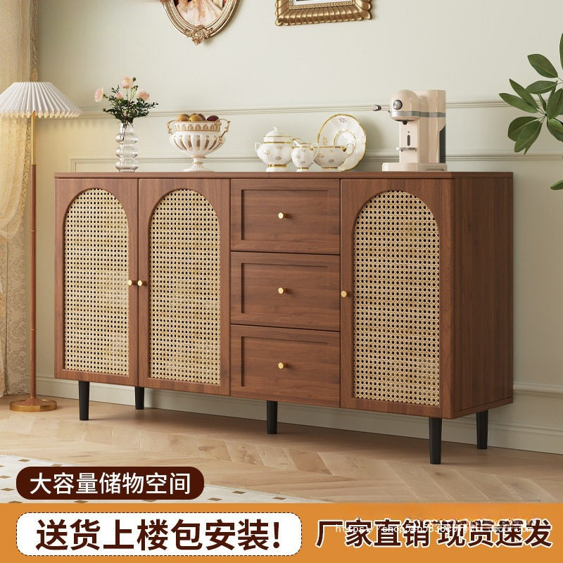餐边柜法式简约现代藤编储物柜子家用餐厅茶水柜厨房收纳橱柜边柜