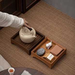 咖啡器具托盘木质方形家用放茶杯盘高级胡桃木餐盘咖啡杯收纳托盘