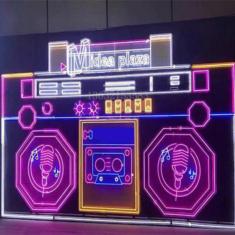 新年新款大型幕墙灯饰画音乐酒吧造型商场美陈灯饰画玻璃外墙美化