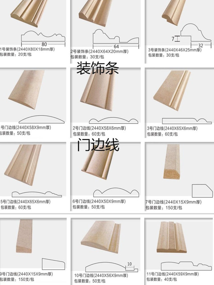 橱衣柜平开门免漆吸塑装饰线条