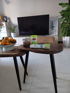 0A北美黑胡桃木随型矮茶几桌矮凳阳台小茶几飘窗小茶桌边几一物一