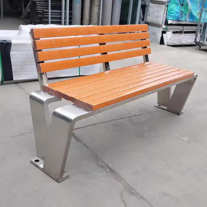 厂家直供户外环保 珺乐不锈钢带靠背 休息长椅 排椅 不锈钢公园椅