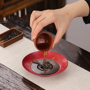 复古铜壶承干泡茶台紫砂壶托壶垫盘储水紫铜茶盘养壶垫茶具配件