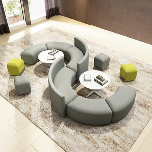 公司大堂公共区域客人休息区接待洽谈会客异形休闲影院沙发组合