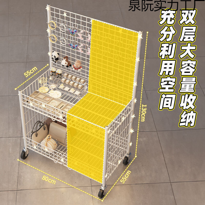 超市摆货架饰品移动摆摊小推车夜市折叠展示架摆地摊网格促销车超