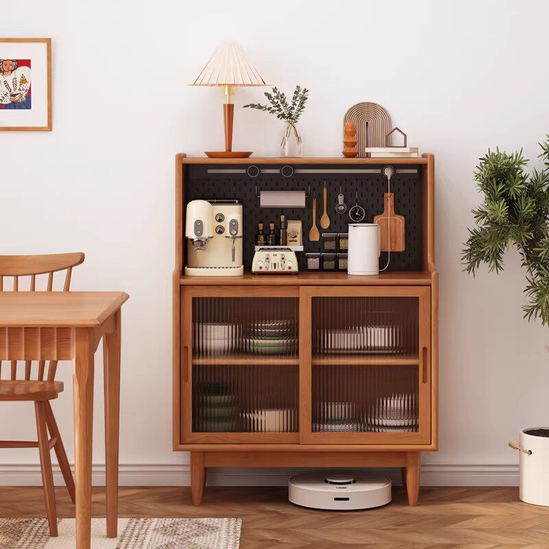 北欧实木餐边柜 家用客厅洞洞板多功能储物柜酒柜小户型收纳碗柜