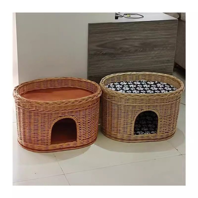 藤窝藤编猫窝柳编狗窝夏季四季通用宠物窝贵宾泰迪小型犬可拆洗窝