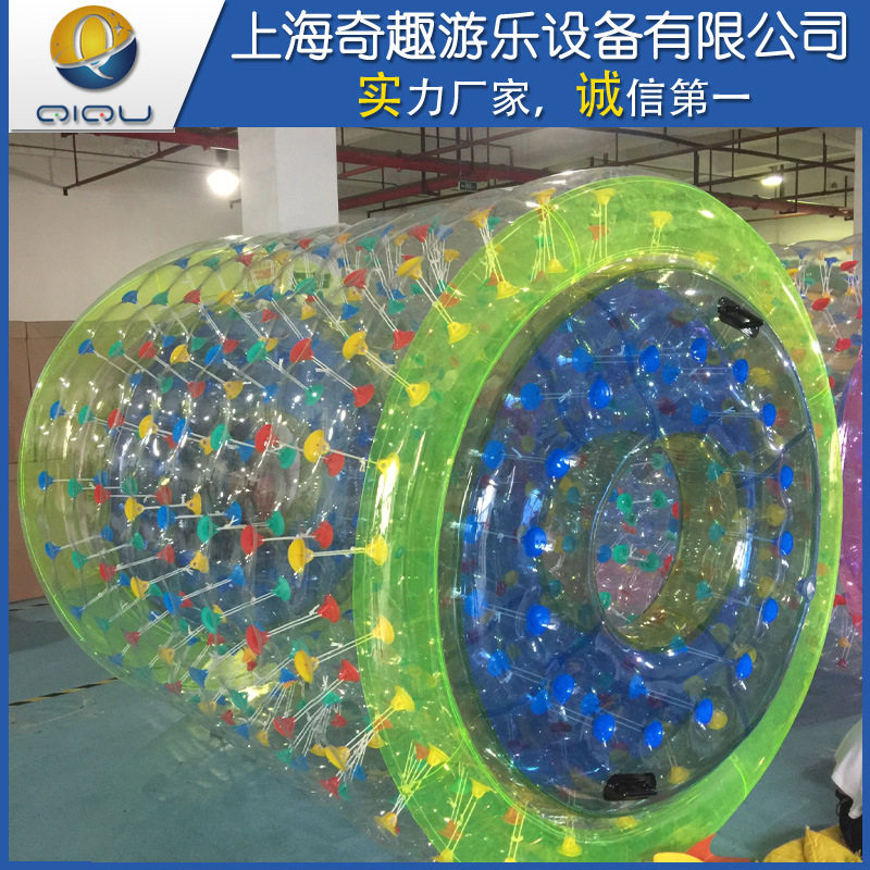 新水上游艺设备充气圆形水球户外景区农庄充气水上滚筒球翻滚球