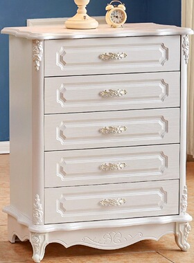 5YA1批发欧式五斗柜卧室雕花靠墙储物收纳柜白色客厅抽屉柜简约现