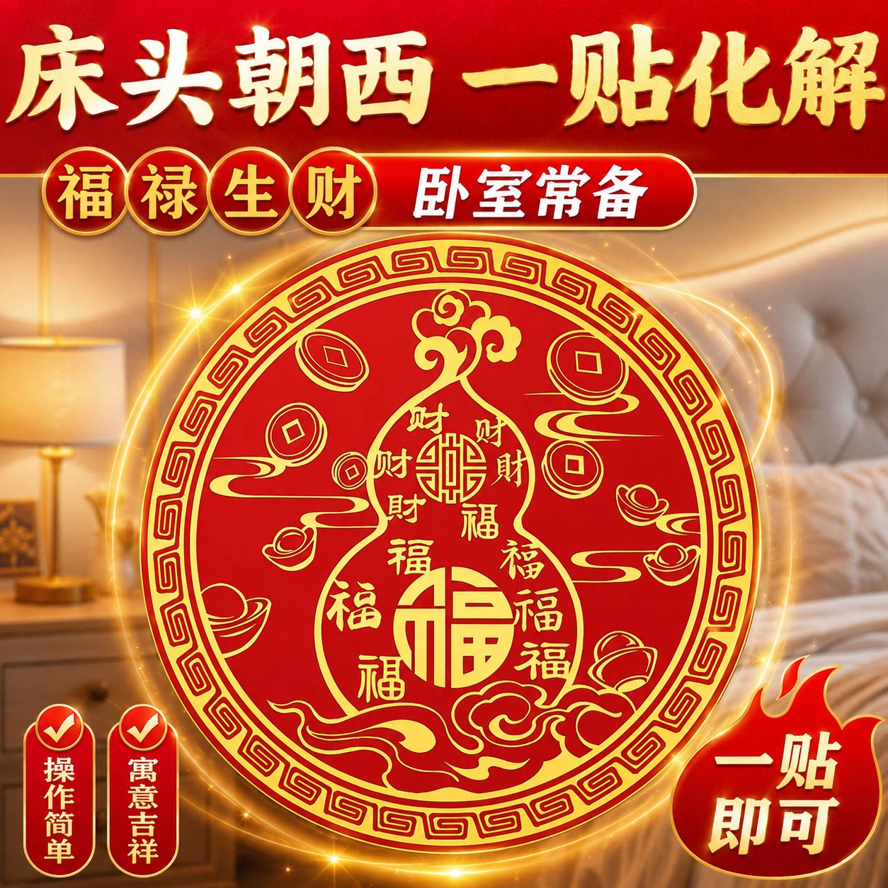 床头朝西化解招财葫芦摆件