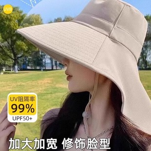 防紫外线夏天户外骑行遮阳帽 大帽檐可扎马尾披肩防晒帽女2025新款