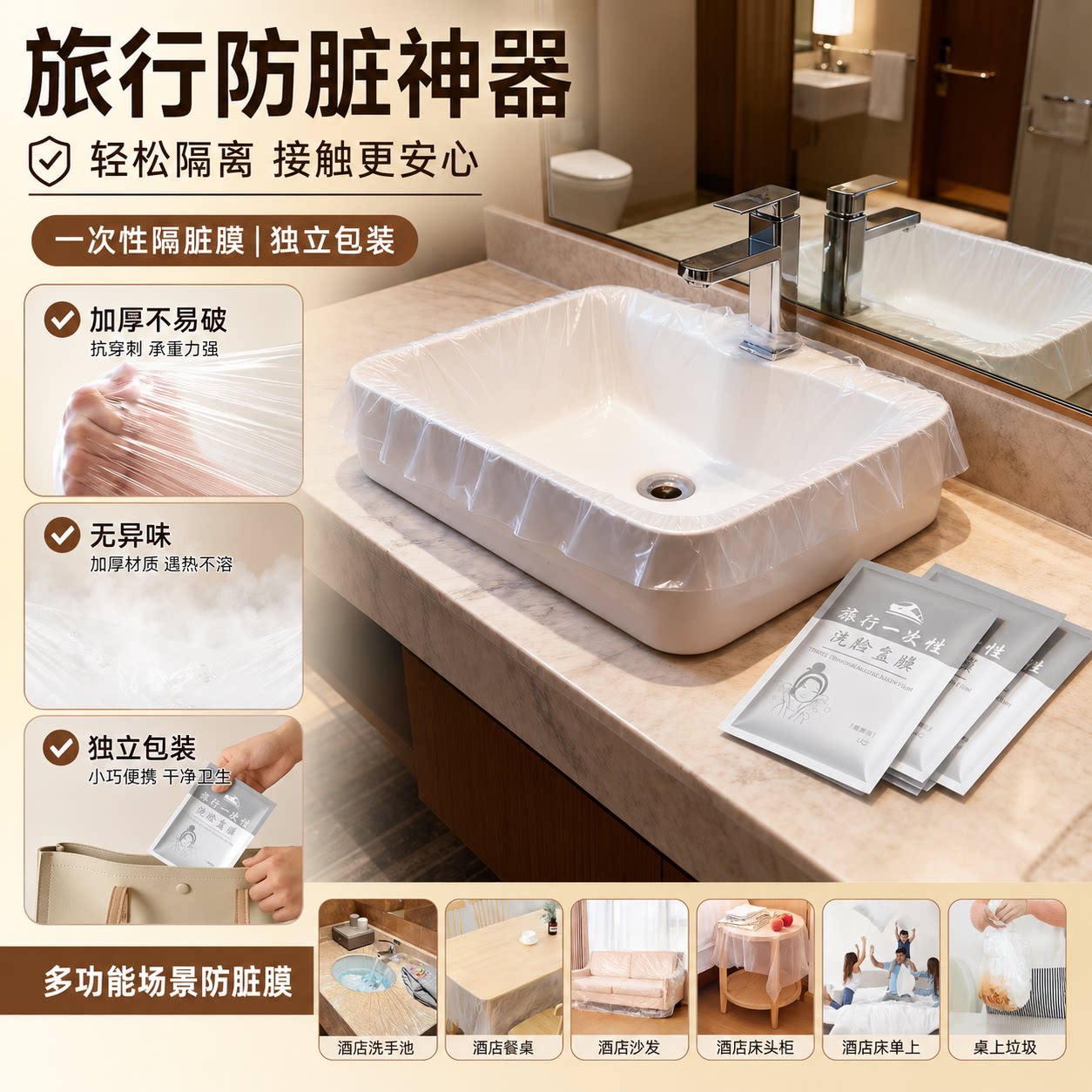 旅行便携一次性洗脸盆隔脏膜
