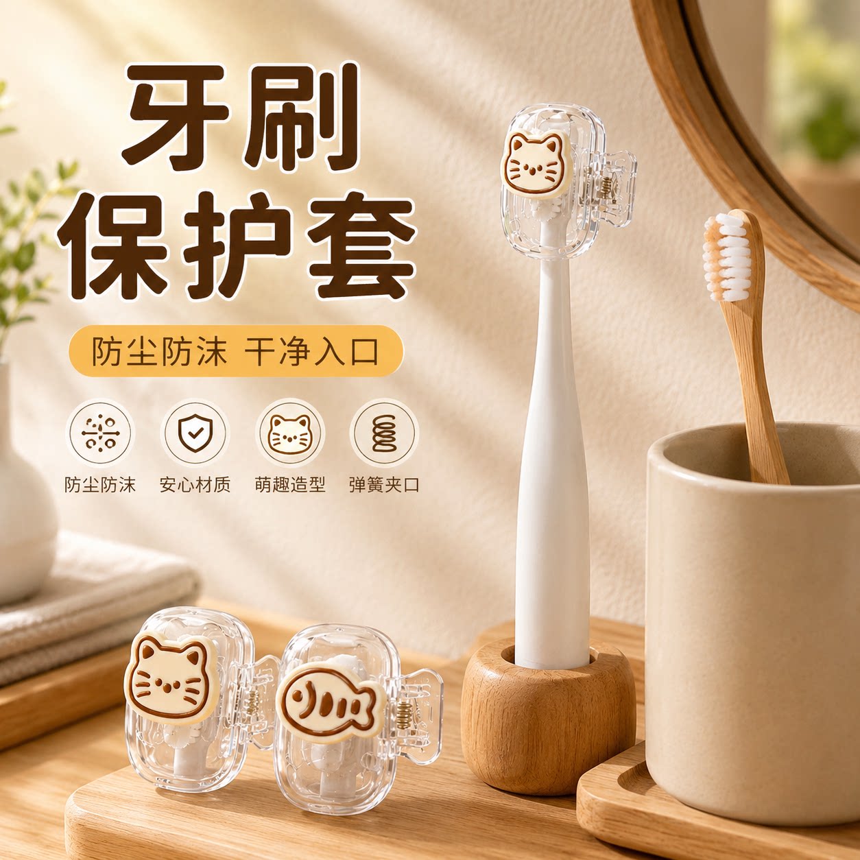 卡通小猫牙刷保护套便携防尘