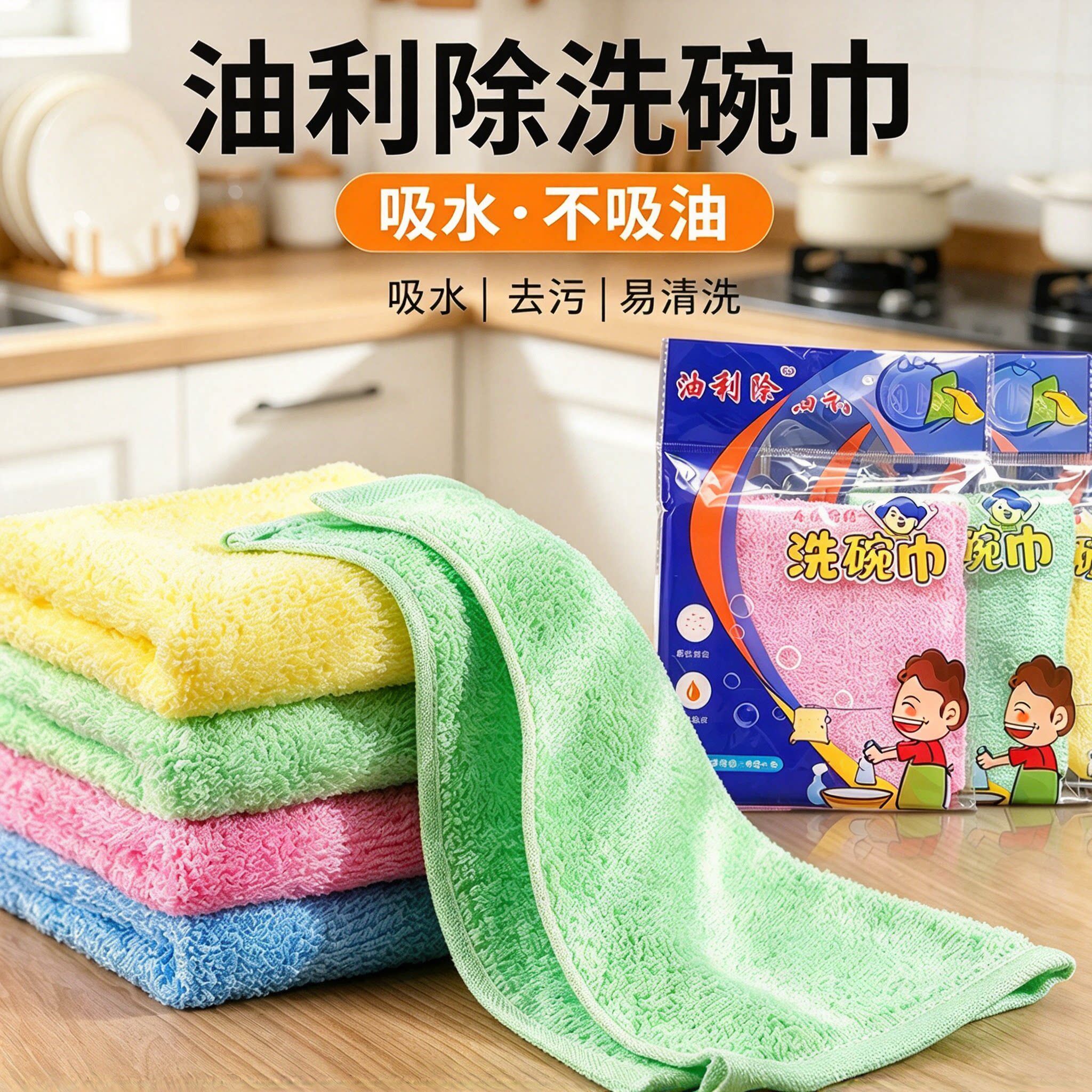 油利除洗碗百洁抹巾海绵擦木纤维去清油吸水不掉毛柔软厨房洗碗巾