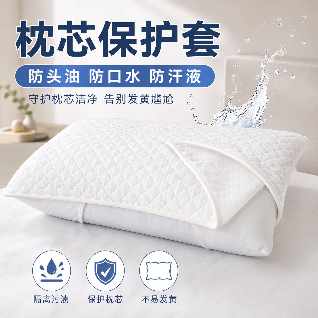 枕芯保护套隔离层枕头保护套夹棉加厚枕头套对装枕巾防脏防螨防汗