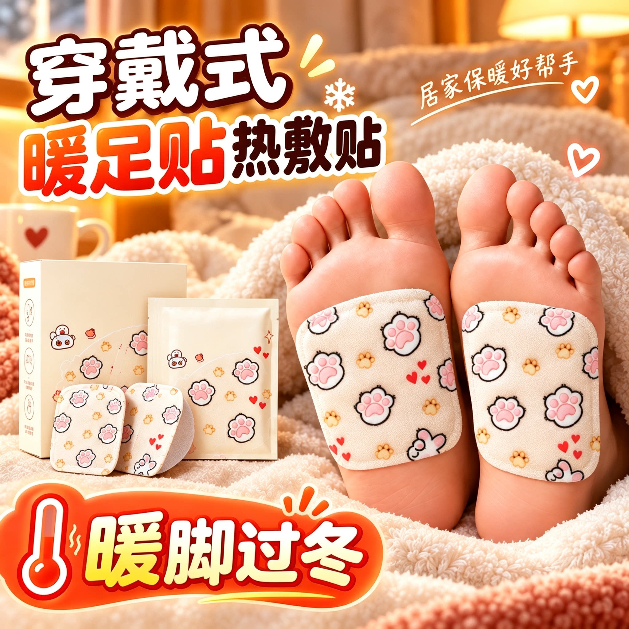 冬季艾草暖脚热敷贴2片装