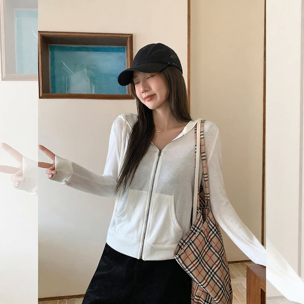 套女秋季新款抽绳口袋修身上衣