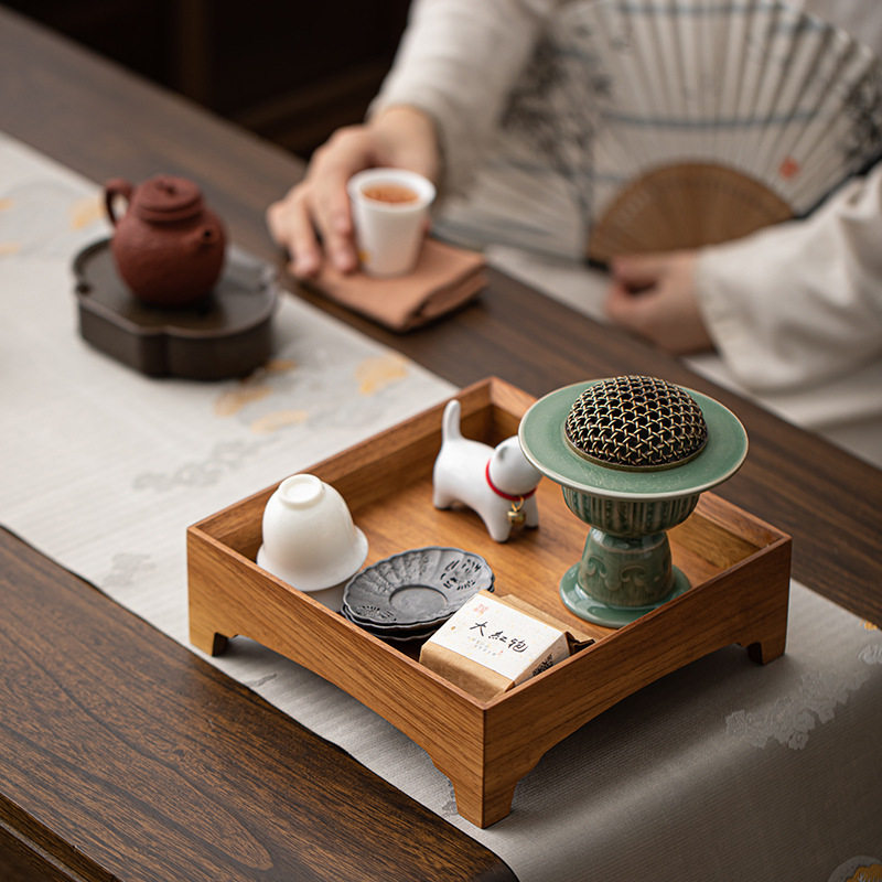 简约胡桃木茶食盘点心碟正方形壶承托盘家用壶承干泡台实木收纳盒