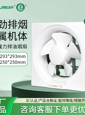 金羚排气扇8寸厨房卫生间换气扇墙壁强力油烟排风扇APB20-4-1半塑