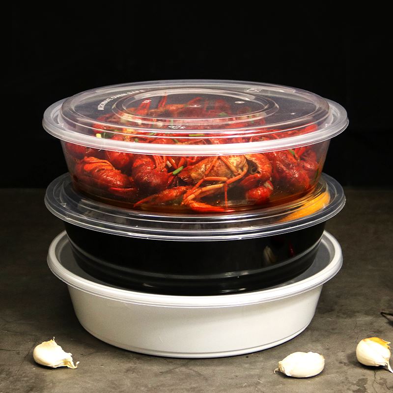 2000ml圆形一次性餐盒塑料商用大号圆碗4000/6000l毫升打包碗带盖