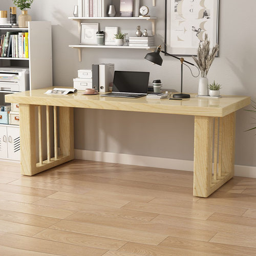 全实木大板办公电脑桌台式简约双人现代家用书桌北欧轻奢电竞工作