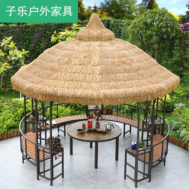 凉亭户外庭院花园室外茅草屋仿真毛草棚农家乐景区茶水亭稻草帐篷