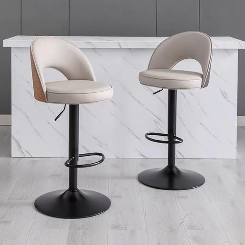 吧台凳现代简约旋转高脚凳家用靠背酒吧椅子收银台升降吧凳子金属
