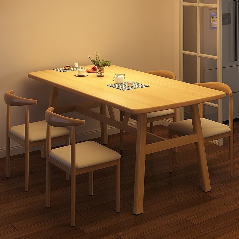 餐桌小户型家用现代简约快餐厅桌椅组合出租房饭桌商用长方形桌子