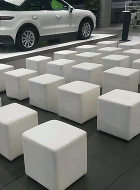 白色会展活动面包凳皮凳方凳沙发凳土司凳矮凳小方墩婚礼车展凳子